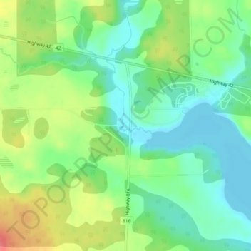 Pine Lakeの地形図、標高、地勢