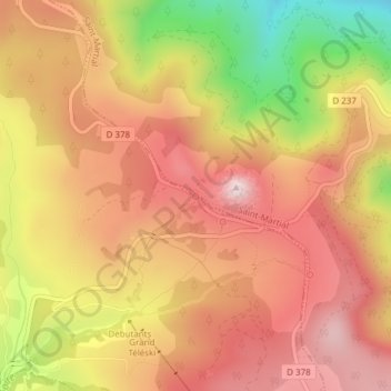 La Source Authentique de la Loireの地形図、標高、地勢