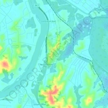 Meremereの地形図、標高、地勢