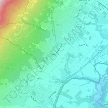 Fenièresの地形図、標高、地勢