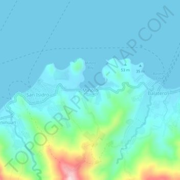 Minoloの地形図、標高、地勢