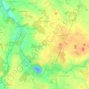 Le Piltierの地形図、標高、地勢