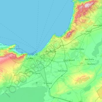 Bir El Djirの地形図、標高、地勢