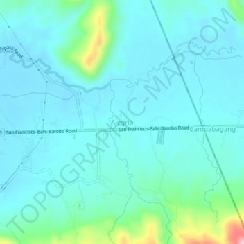 Alegriaの地形図、標高、地勢