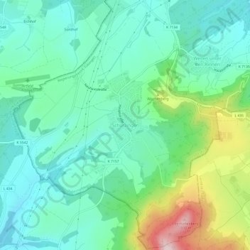 Schörzingenの地形図、標高、地勢