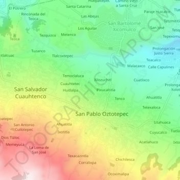 Apetatitaの地形図、標高、地勢