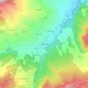 Sperongiaの地形図、標高、地勢