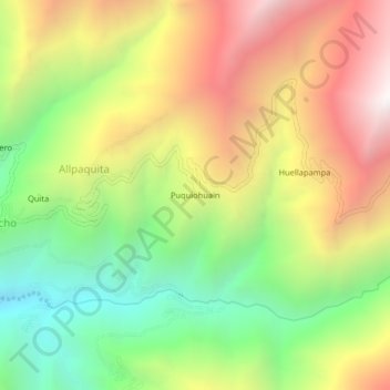 Puquiohuainの地形図、標高、地勢