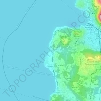 Cerroの地形図、標高、地勢