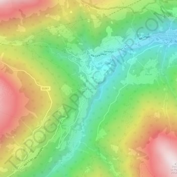 San Carloの地形図、標高、地勢