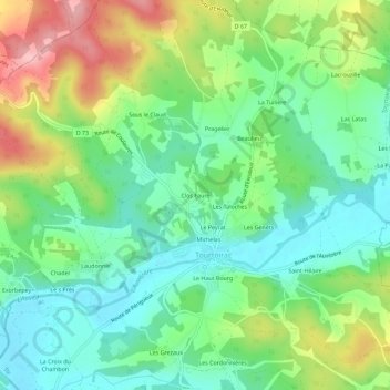 Clos Faureの地形図、標高、地勢