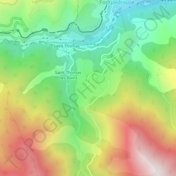 La Fontの地形図、標高、地勢