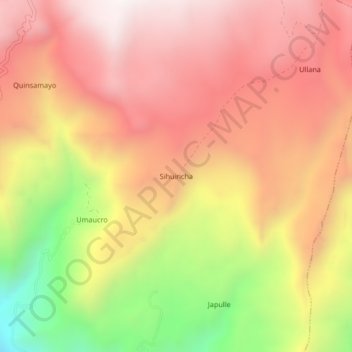 Sihuinchaの地形図、標高、地勢