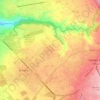 Sidi Hassenの地形図、標高、地勢