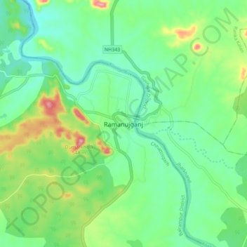 Ramanuj Ganjの地形図、標高、地勢