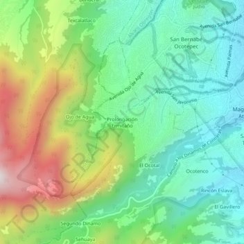 Prolongación Ermitañoの地形図、標高、地勢