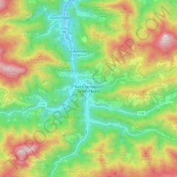 Bad Eisenkappelの地形図、標高、地勢