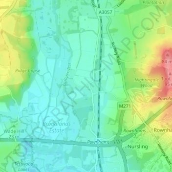 Leeの地形図、標高、地勢