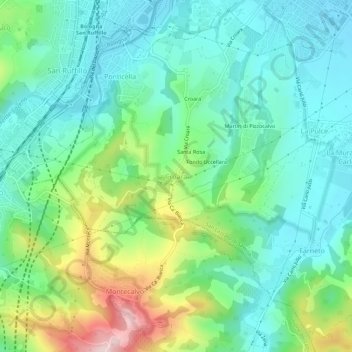 Croaraの地形図、標高、地勢