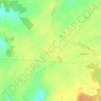 Charreau Bonneauの地形図、標高、地勢