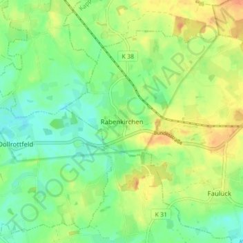 Rabenkirchenの地形図、標高、地勢