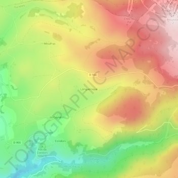 Longueroqueの地形図、標高、地勢