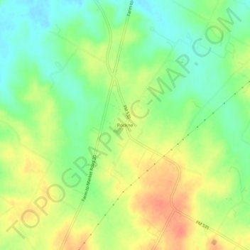 Rockneの地形図、標高、地勢