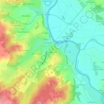 Le Clos Pailleの地形図、標高、地勢