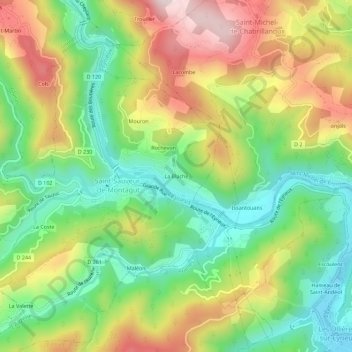 La Blacheの地形図、標高、地勢