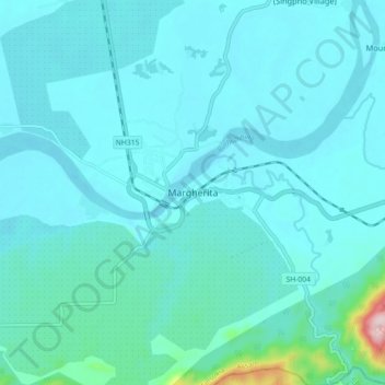 Margheritaの地形図、標高、地勢