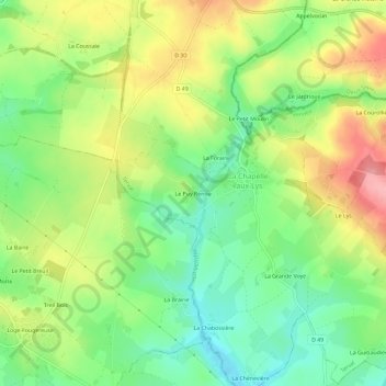 Le Puy Renouの地形図、標高、地勢