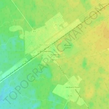 Les Sablonsの地形図、標高、地勢