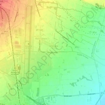 Borgata Rocciの地形図、標高、地勢