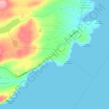 Kingstonの地形図、標高、地勢
