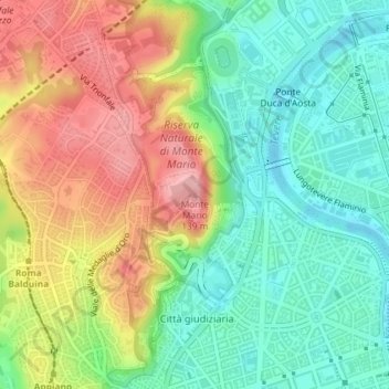 Monte Marioの地形図、標高、地勢