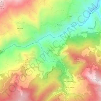 Cecciolaの地形図、標高、地勢