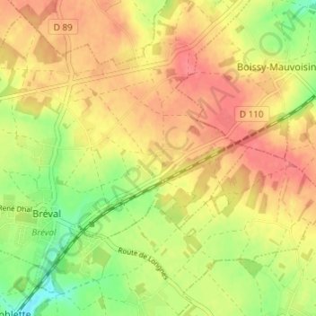 La Buttteの地形図、標高、地勢