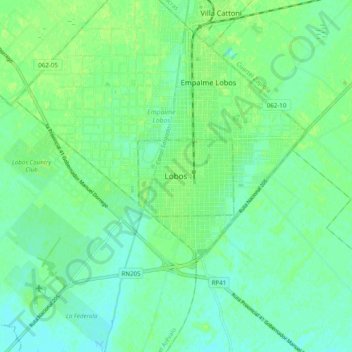 Lobosの地形図、標高、地勢