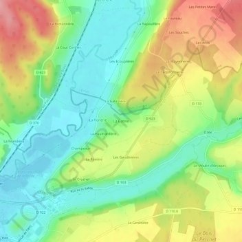 La Gatineの地形図、標高、地勢