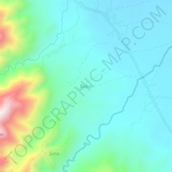 Boboの地形図、標高、地勢