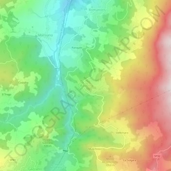 Rovoloの地形図、標高、地勢