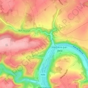 Inzemontの地形図、標高、地勢