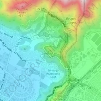 Cerro Polancoの地形図、標高、地勢