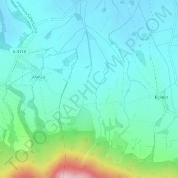 Fuente Oneriの地形図、標高、地勢