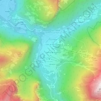 Maison Neuveの地形図、標高、地勢