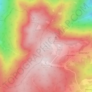 Jauerlingの地形図、標高、地勢