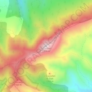 el Turmellの地形図、標高、地勢