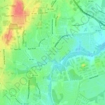 Loudoun Valley Estatesの地形図、標高、地勢