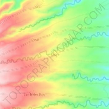 Tipanの地形図、標高、地勢
