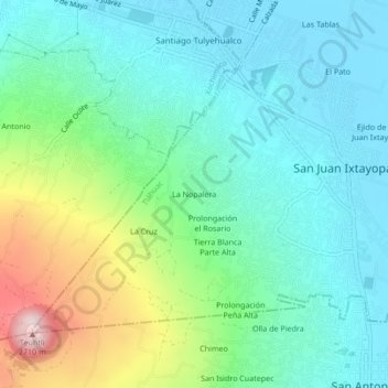 La Nopaleraの地形図、標高、地勢